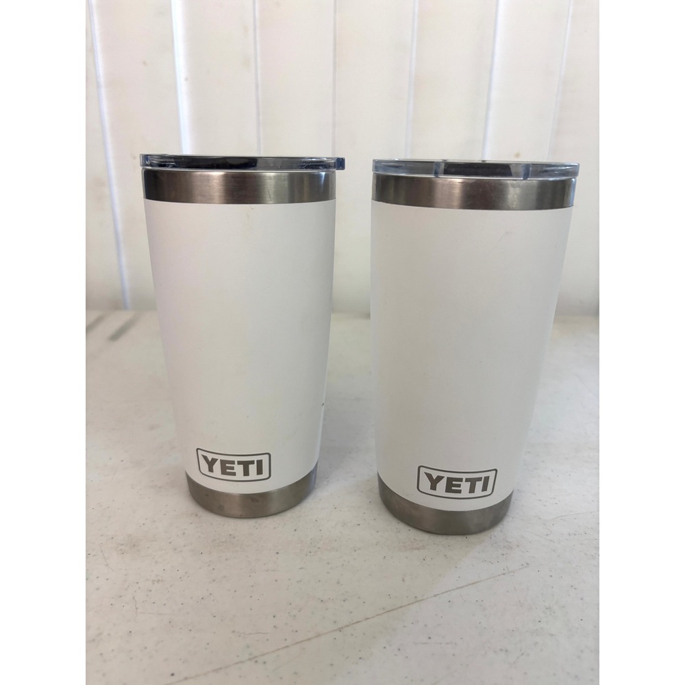 YETI Rambler 20 oz Tumbler White MagSlider Lid Lot of 2 Corporate Logo